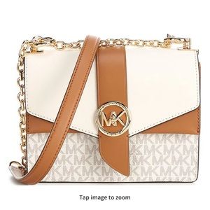 Michael Kors Greenwich small convertible x body in vanilla/acorn